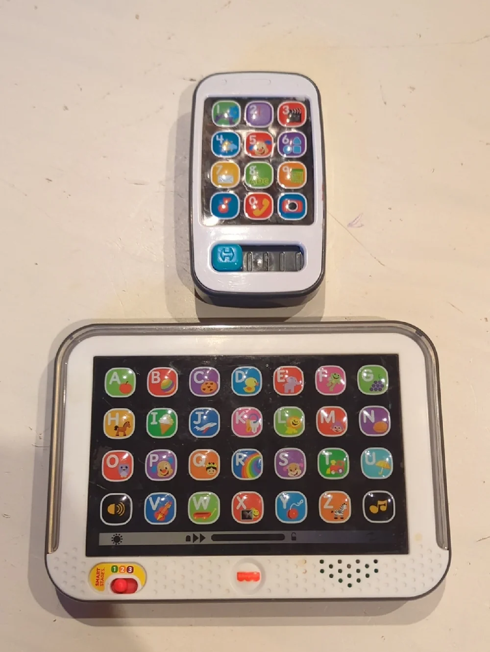 Fisher-Price White Learning Tablet and Toy Phone with Colorful Buttons